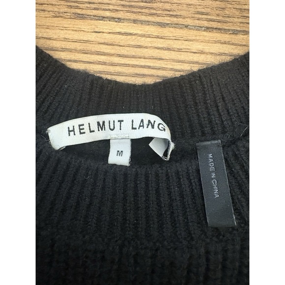 Helmet Lang Women's Medium Ribbed Wool Cashmere Side Slit Tunic Sweater - Picture 3 of 7